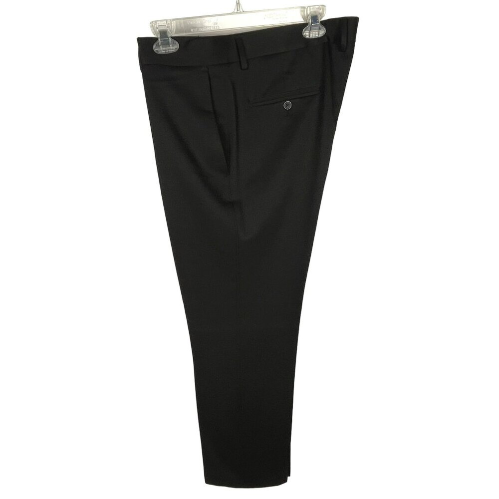 Kenneth Cole Reaction Men's Flat-Front Black Slacks Dress Pants 38x30